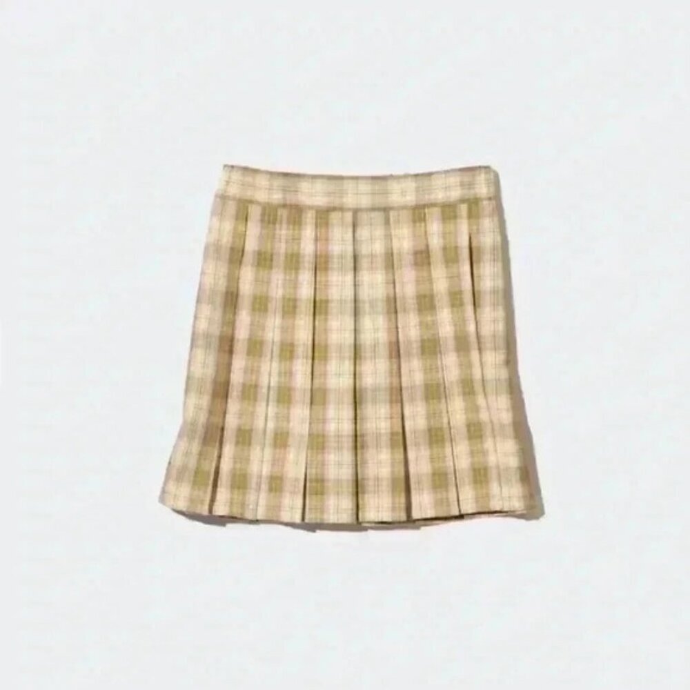 Uniqlo Kids Checkered Pleated Mini Skirt/ Skort, Size 9-10 - Picture 3 of 10
